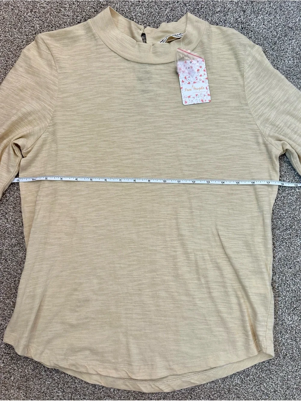 NWT Free People We The Free Hooked On You Top Wheat Cotton Sz M Embroidered Cuff
